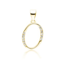 Pandantiv placat cu aur galben initiala litera O din argint cu pietre DiAmanti LZ0002G_O-DIA (Argint 925‰ 1 g.)